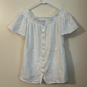 Anthropologie White Off-Shoulder Top